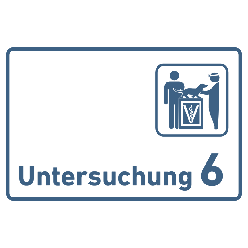 Praxisschild Acrylglas / Folienaufkleber Untersuchung 1-9 mit Piktogramm Tierarzt zum Kleben (Kopie)