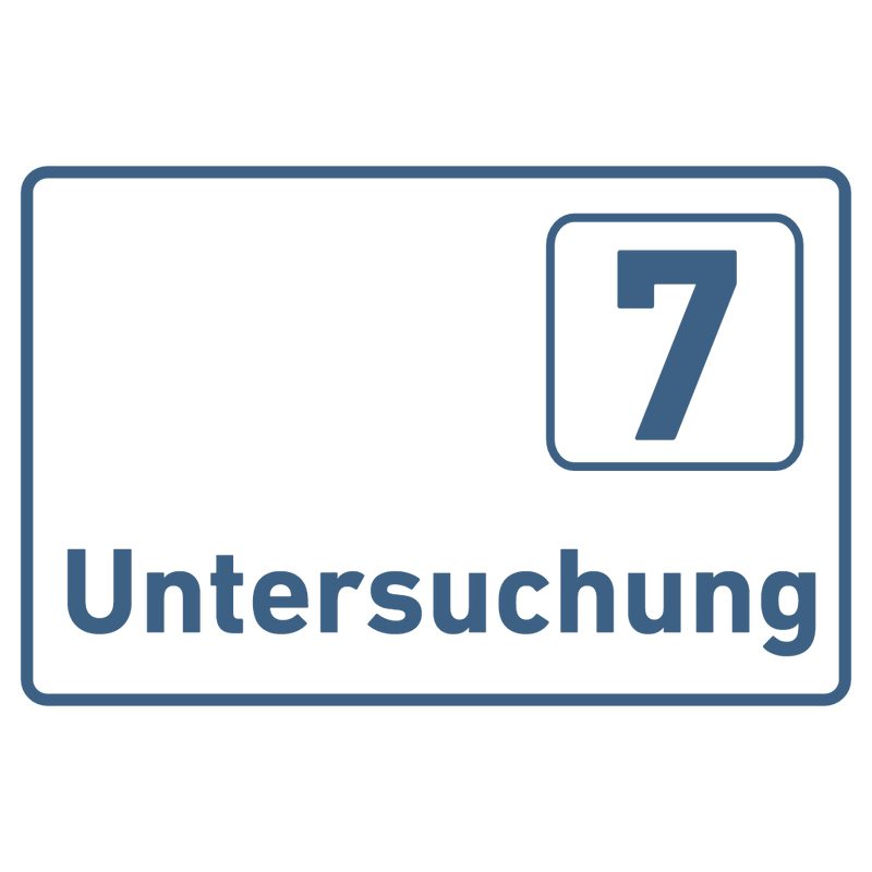 Praxisschild Acrylglas / Folienaufkleber Untersuchung 1-9 zum Kleben