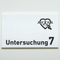 Praxisschild Acrylglas / Folienaufkleber Untersuchung 1-9 mit Piktogramm Arzt zum Kleben