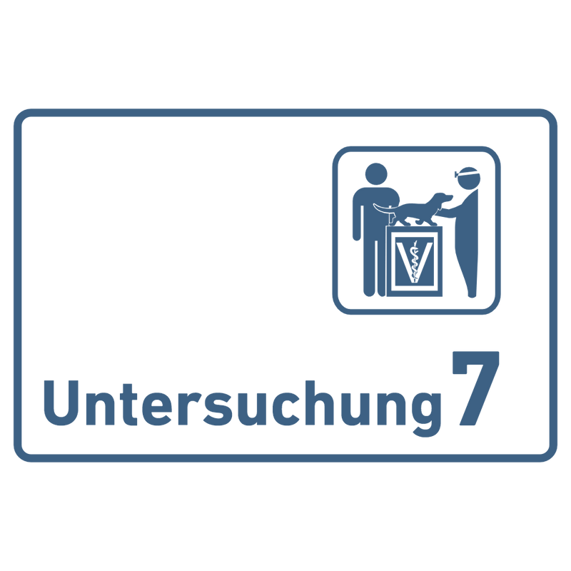Praxisschild Acrylglas / Folienaufkleber Untersuchung 1-9 mit Piktogramm Tierarzt zum Kleben (Kopie)