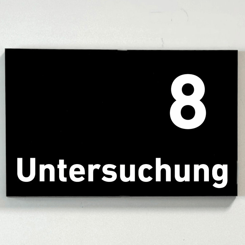 Praxisschild Acrylglas / Folienaufkleber Untersuchung 1-9 zum Kleben