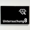 Praxisschild Acrylglas / Folienaufkleber Untersuchung 1-9 mit Piktogramm Arzt zum Kleben