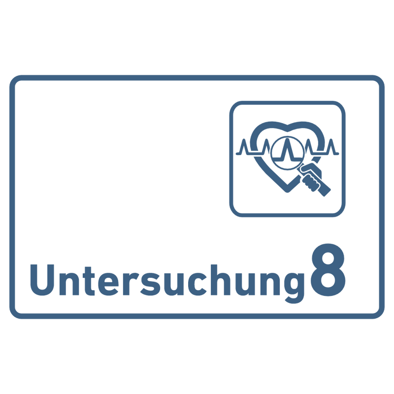 Praxisschild Acrylglas / Folienaufkleber Untersuchung 1-9 mit Piktogramm Arzt zum Kleben