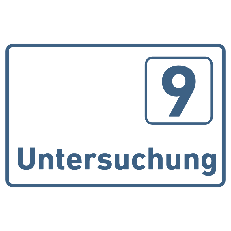 Praxisschild Acrylglas / Folienaufkleber Untersuchung 1-9 zum Kleben