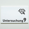 Praxisschild Acrylglas / Folienaufkleber Untersuchung 1-9 mit Piktogramm Arzt zum Kleben