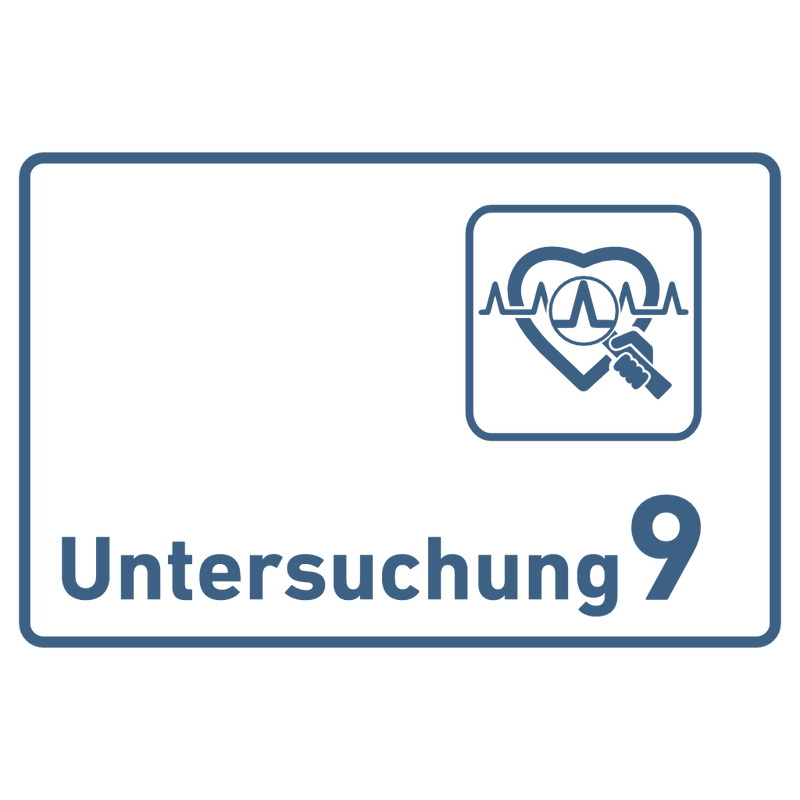 Praxisschild Acrylglas / Folienaufkleber Untersuchung 1-9 mit Piktogramm Arzt zum Kleben
