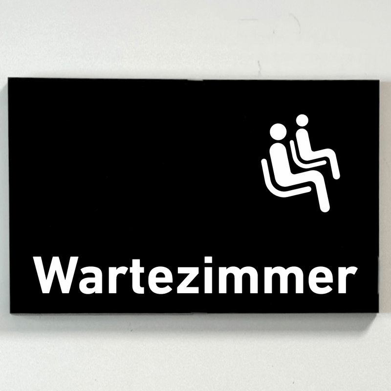 Praxisschild aus Acryl / Folie Wartezimmer zum Kleben