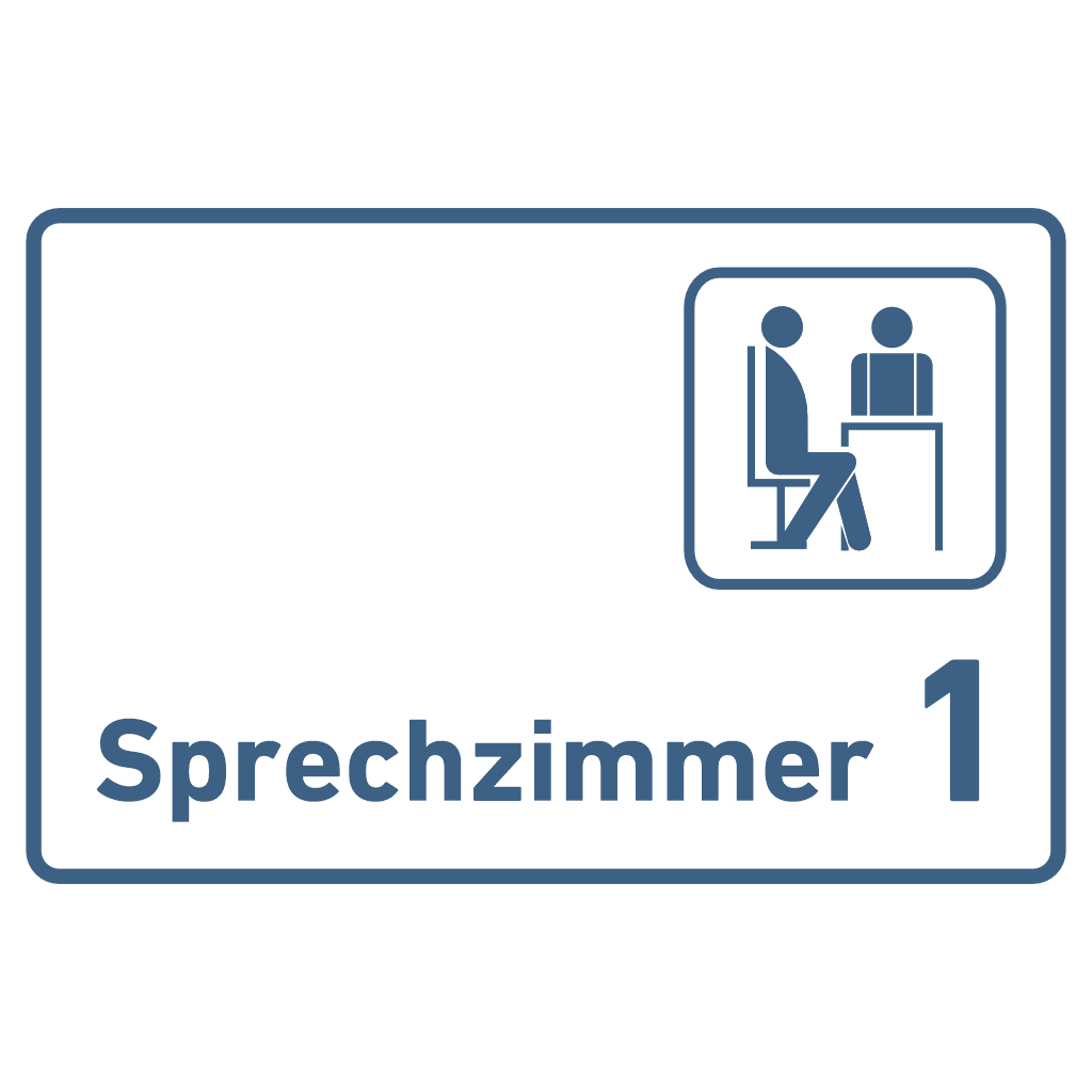 Sprechzimmer 1-9 mit Piktogramm Praxisschild Acrylglas-Folienaufkleber in 130 x 200 mm zum Kleben