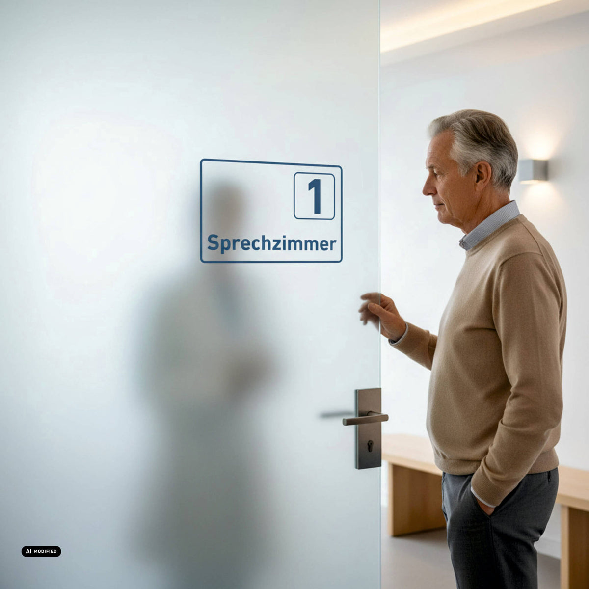 Sprechzimmer 1-9 Praxisschild Acrylglas-Folienaufkleber in 130 x 200 mm zum Kleben