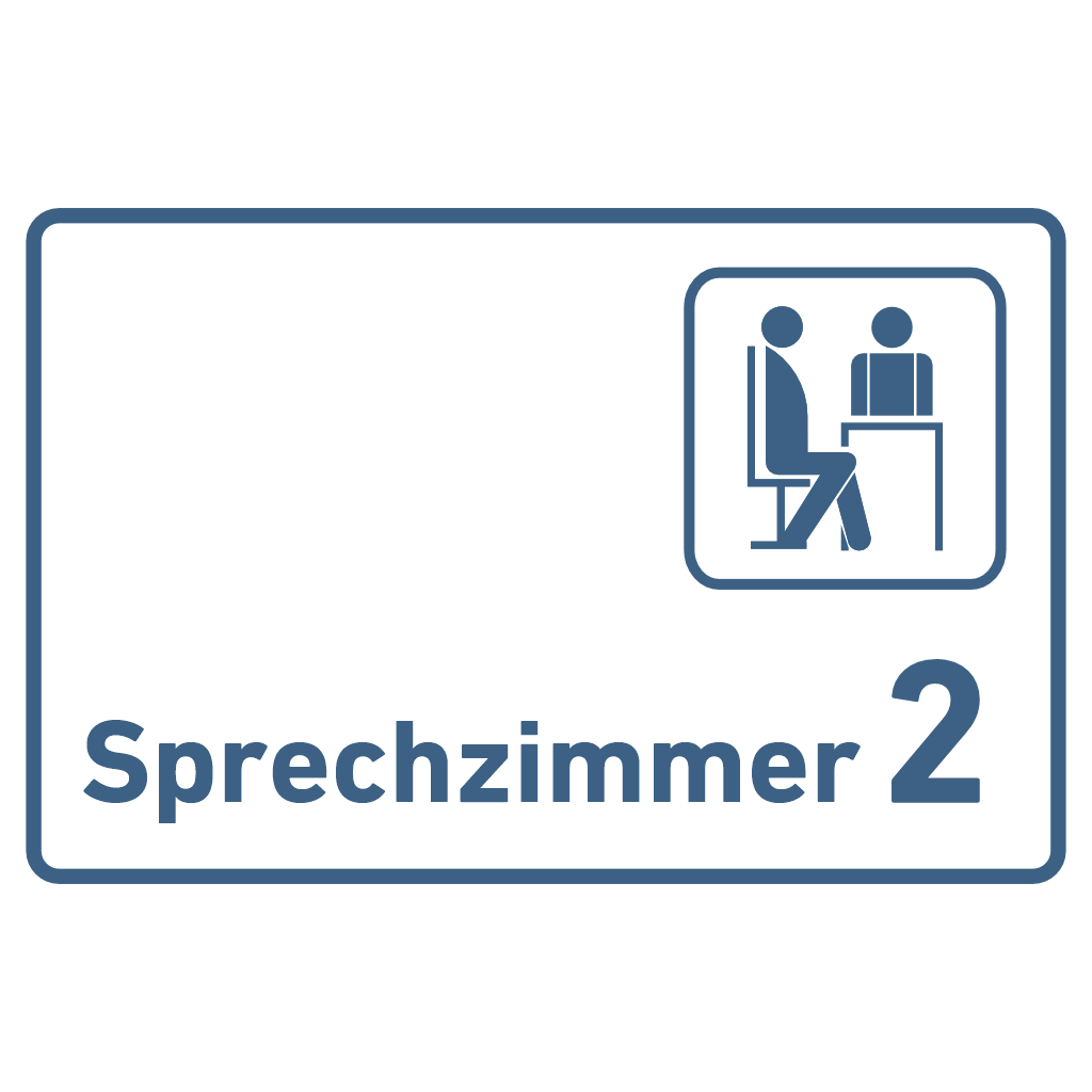 Sprechzimmer 1-9 mit Piktogramm Praxisschild Acrylglas-Folienaufkleber in 130 x 200 mm zum Kleben