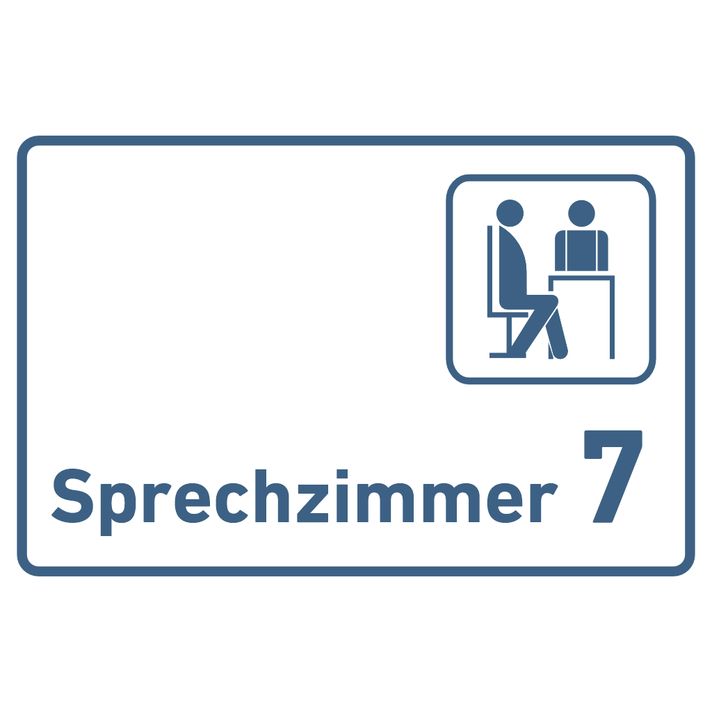 Sprechzimmer 1-9 mit Piktogramm Praxisschild Acrylglas-Folienaufkleber in 130 x 200 mm zum Kleben