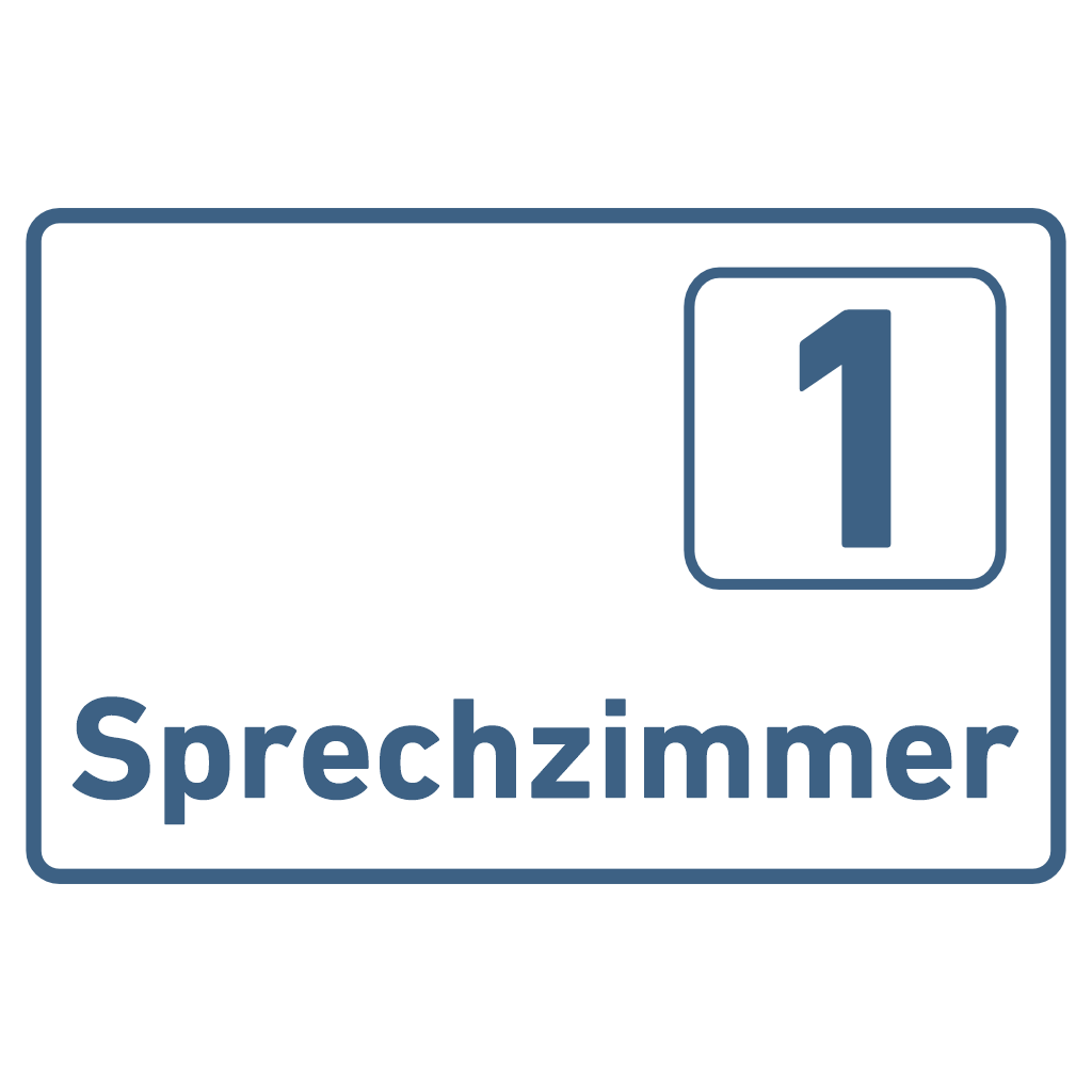 Sprechzimmer 1-9 Praxisschild Acrylglas-Folienaufkleber in 130 x 200 mm zum Kleben