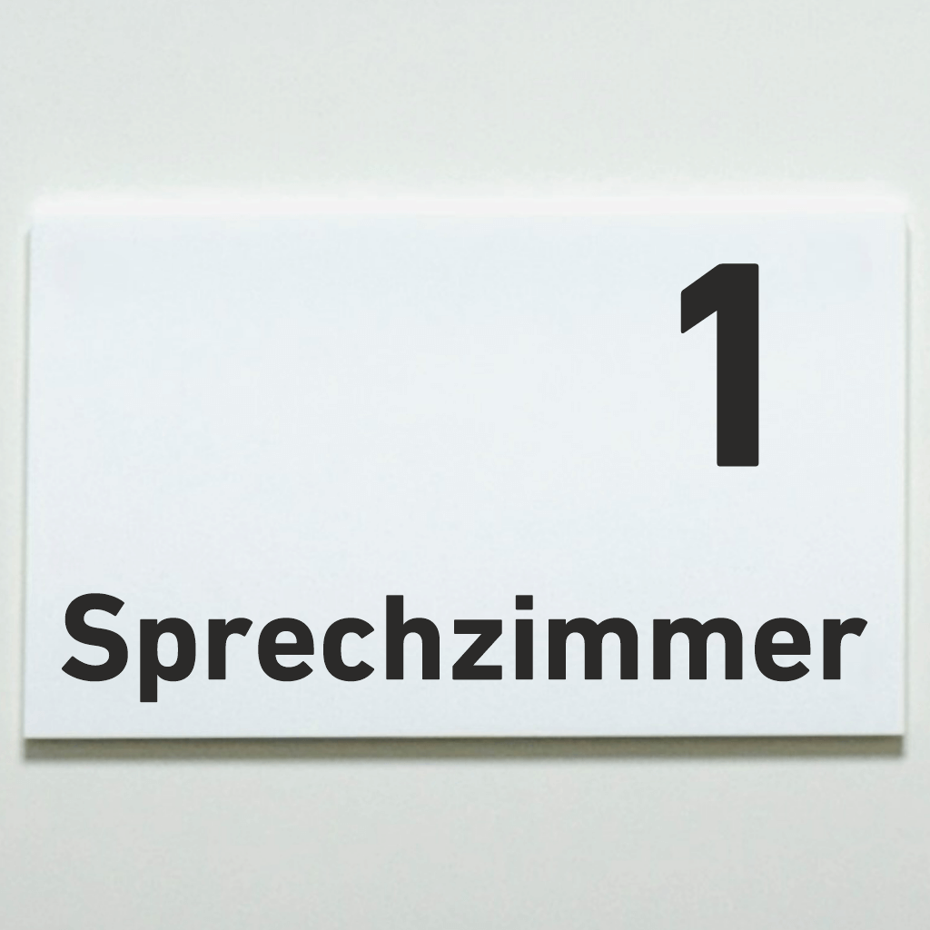 Sprechzimmer 1-9 Praxisschild Acrylglas-Folienaufkleber in 130 x 200 mm zum Kleben