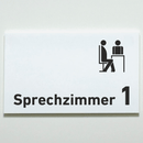 Sprechzimmer 1-9 mit Piktogramm-Praxisschild-Acrylglas-Folienaufkleber in 130 x 200 mm zum Kleben