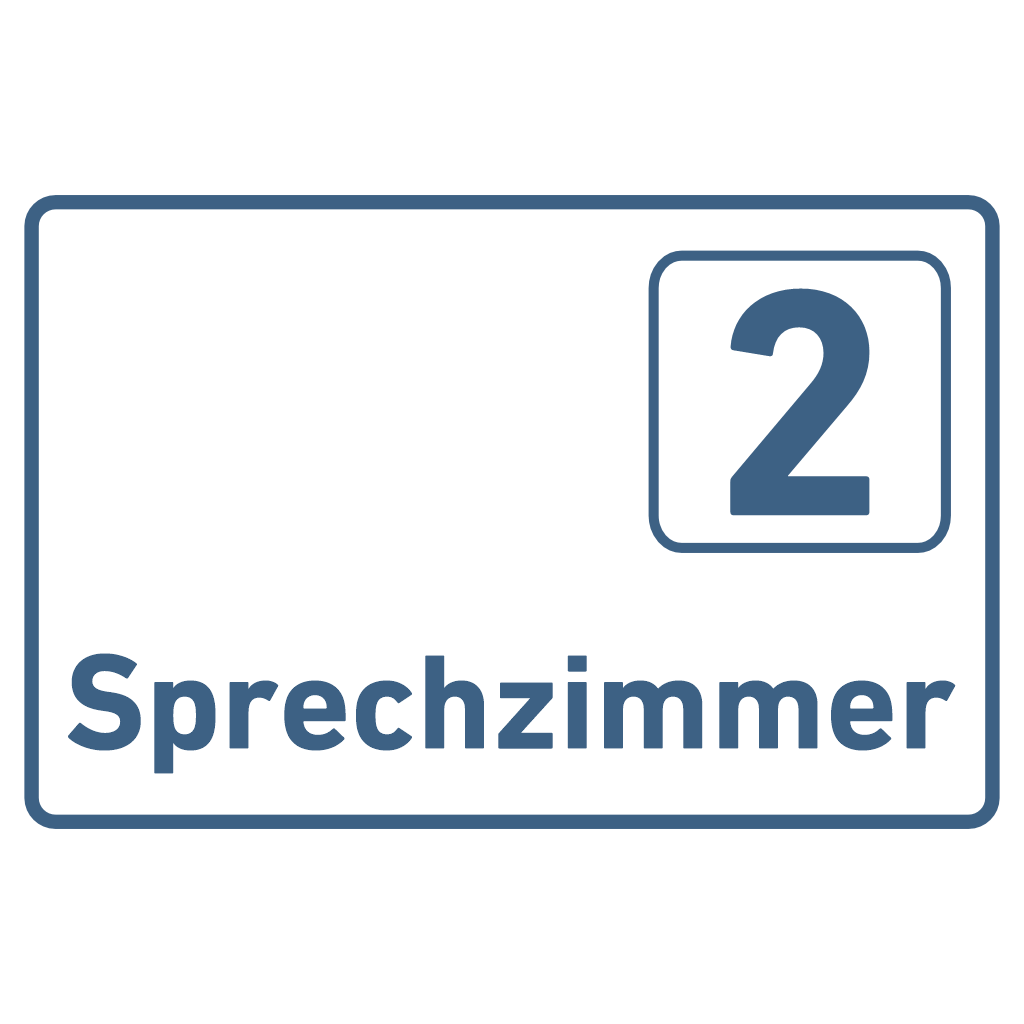 Sprechzimmer 1-9 Praxisschild Acrylglas-Folienaufkleber in 130 x 200 mm zum Kleben