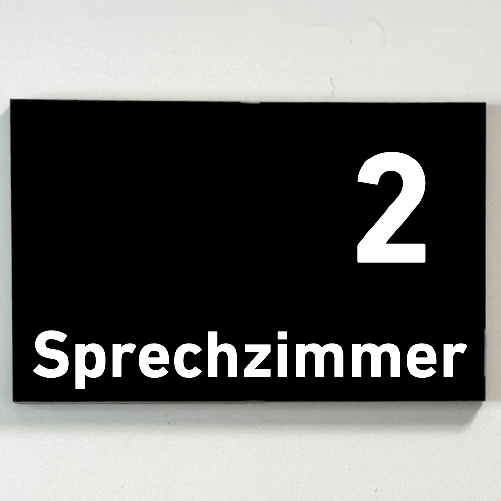 Sprechzimmer 1-9 Praxisschild Acrylglas-Folienaufkleber in 130 x 200 mm zum Kleben