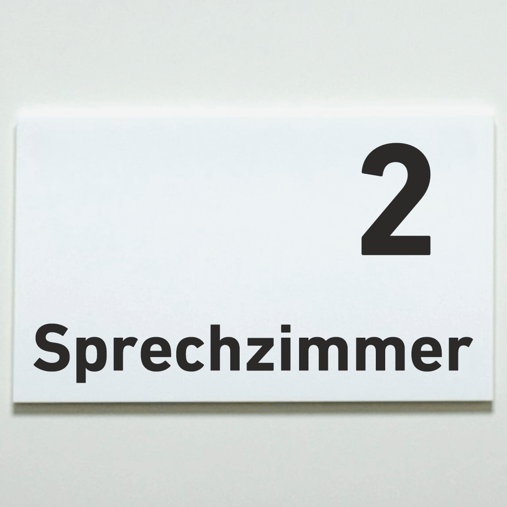 Sprechzimmer 1-9 Praxisschild Acrylglas-Folienaufkleber in 130 x 200 mm zum Kleben
