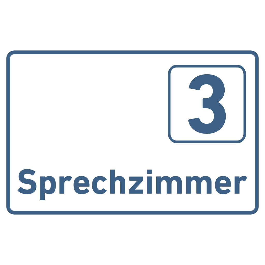 Sprechzimmer 1-9 Praxisschild Acrylglas-Folienaufkleber in 130 x 200 mm zum Kleben