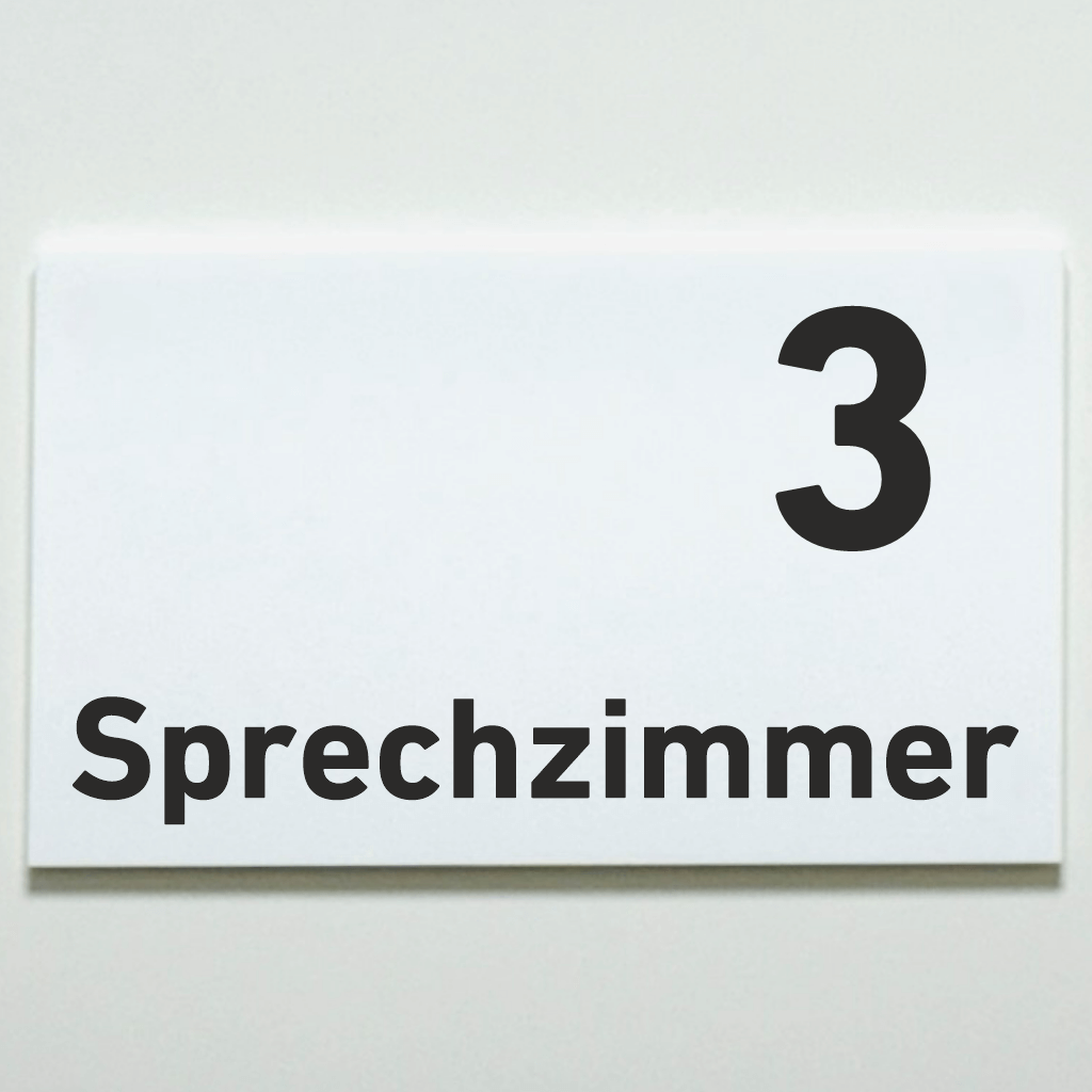 Sprechzimmer 1-9 Praxisschild Acrylglas-Folienaufkleber in 130 x 200 mm zum Kleben