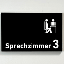 Sprechzimmer 1-9 mit Piktogramm-Praxisschild-Acrylglas-Folienaufkleber in 130 x 200 mm zum Kleben