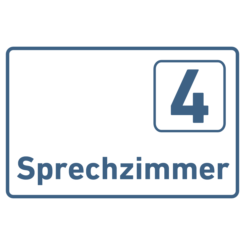 Sprechzimmer 1-9 Praxisschild Acrylglas-Folienaufkleber in 130 x 200 mm zum Kleben