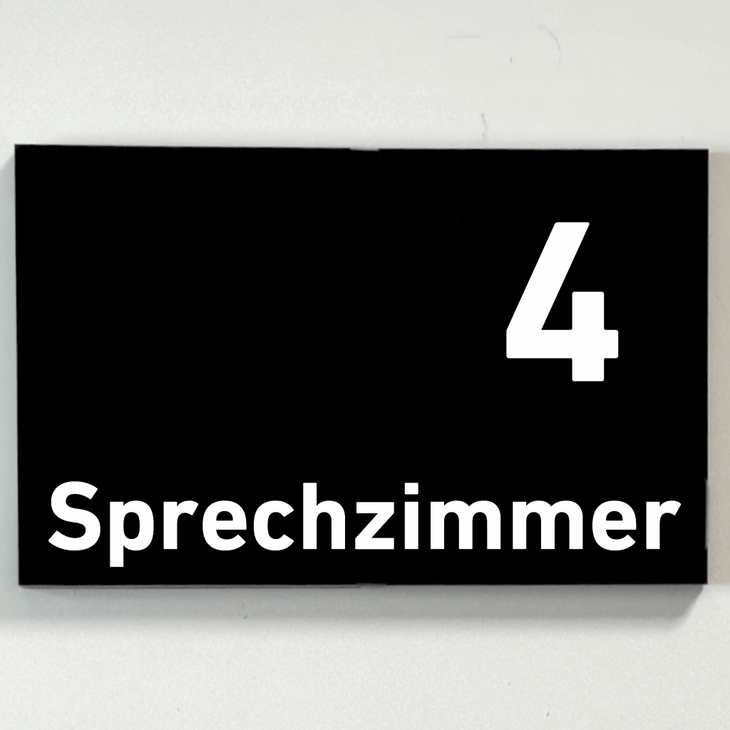 Sprechzimmer 1-9 Praxisschild Acrylglas-Folienaufkleber in 130 x 200 mm zum Kleben