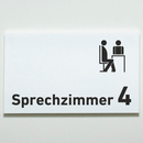Sprechzimmer 1-9 mit Piktogramm-Praxisschild-Acrylglas-Folienaufkleber in 130 x 200 mm zum Kleben