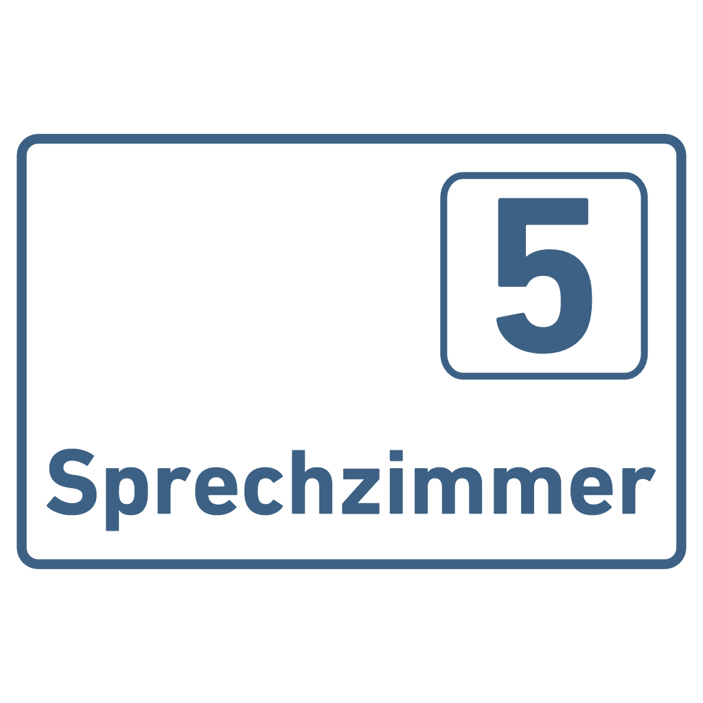 Sprechzimmer 1-9 Praxisschild Acrylglas-Folienaufkleber in 130 x 200 mm zum Kleben