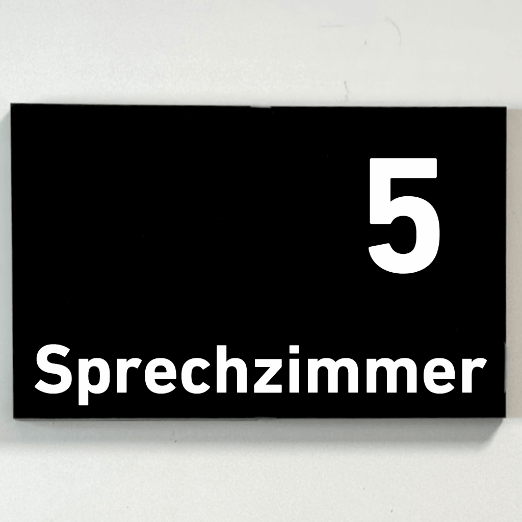 Sprechzimmer 1-9 Praxisschild Acrylglas-Folienaufkleber in 130 x 200 mm zum Kleben
