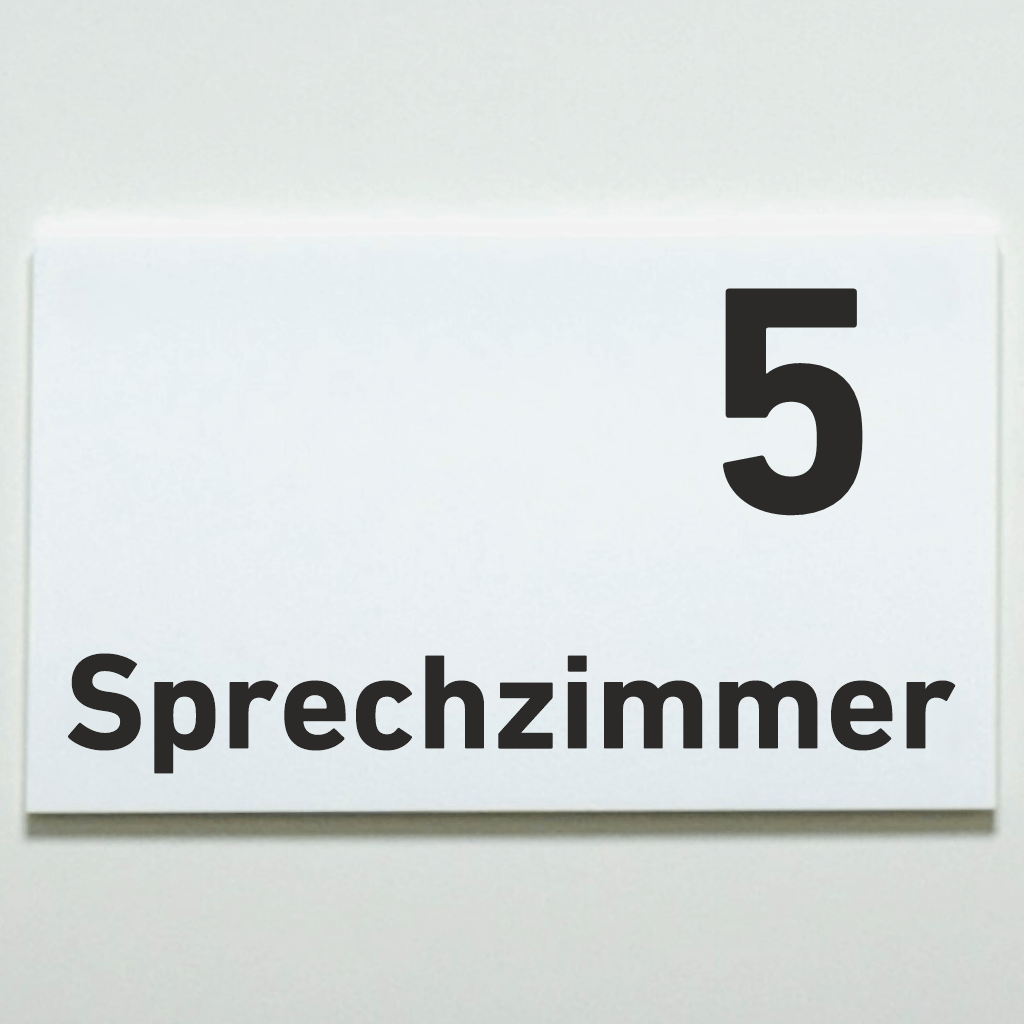 Sprechzimmer 1-9 Praxisschild Acrylglas-Folienaufkleber in 130 x 200 mm zum Kleben