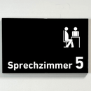 Sprechzimmer 1-9 mit Piktogramm-Praxisschild-Acrylglas-Folienaufkleber in 130 x 200 mm zum Kleben