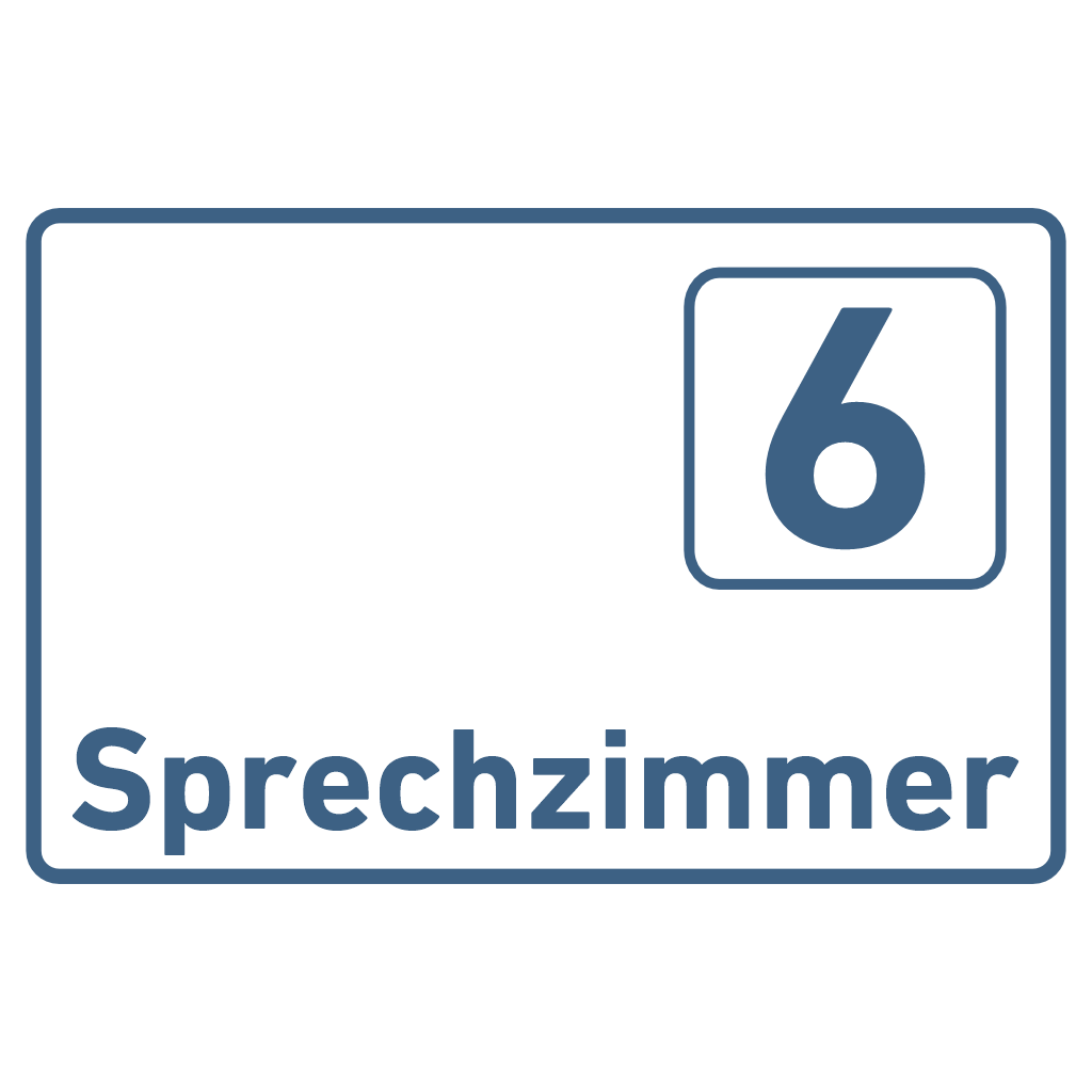 Sprechzimmer 1-9 Praxisschild Acrylglas-Folienaufkleber in 130 x 200 mm zum Kleben