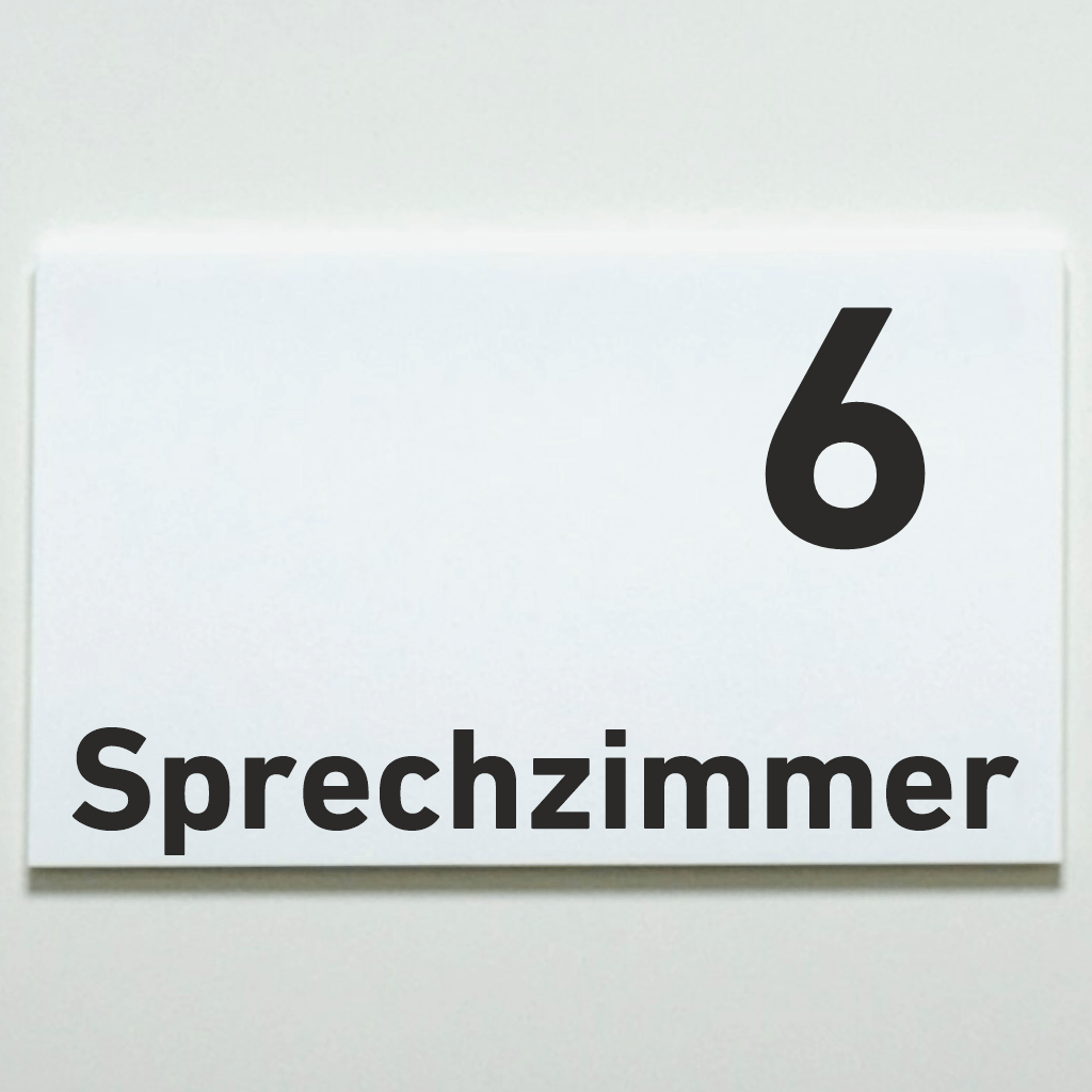 Sprechzimmer 1-9 Praxisschild Acrylglas-Folienaufkleber in 130 x 200 mm zum Kleben