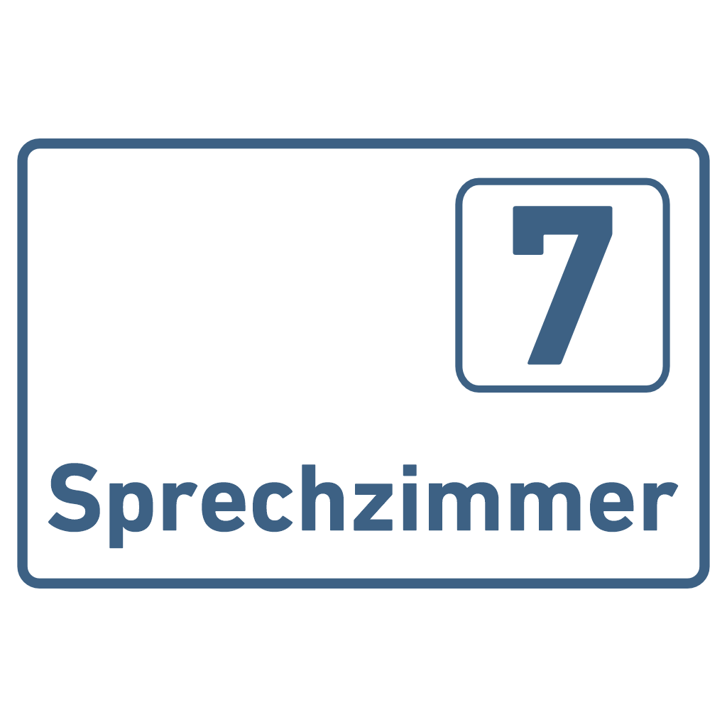 Sprechzimmer 1-9 Praxisschild Acrylglas-Folienaufkleber in 130 x 200 mm zum Kleben