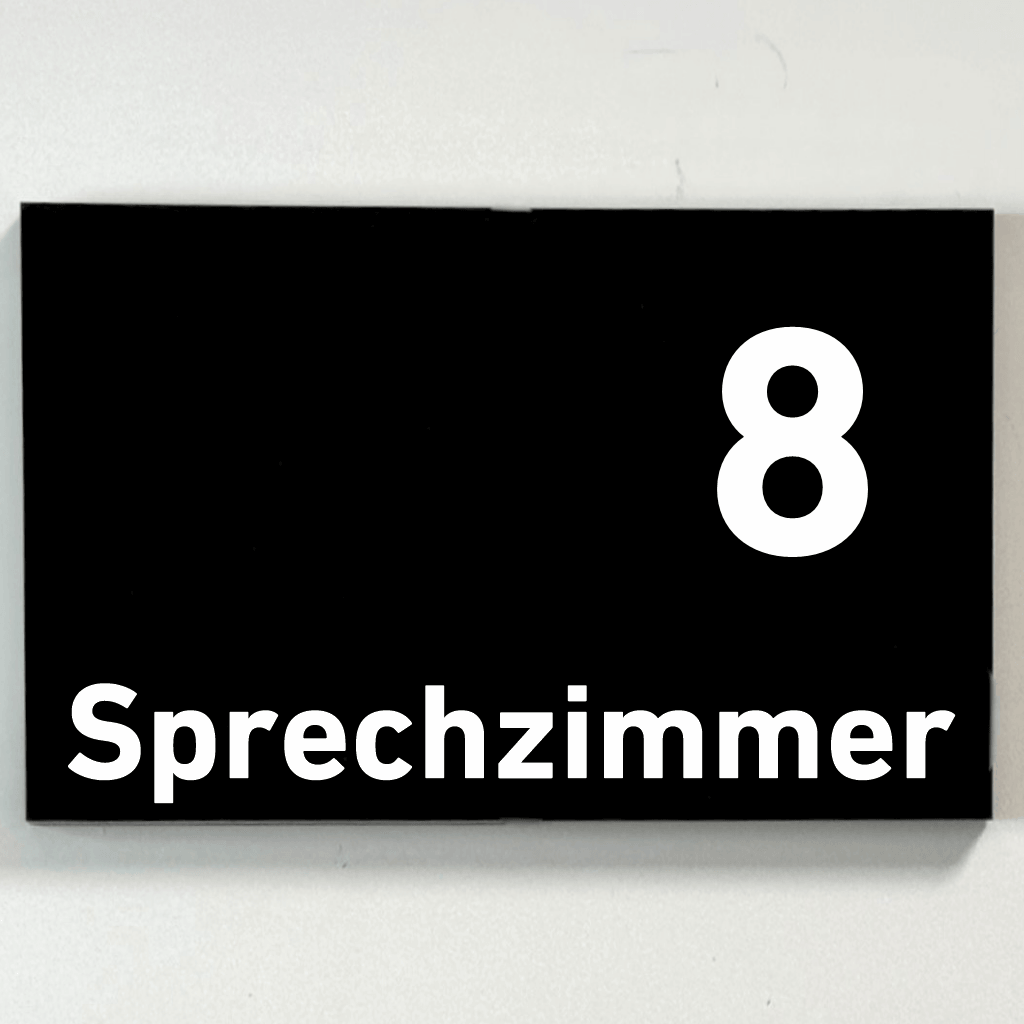 Sprechzimmer 1-9 Praxisschild Acrylglas-Folienaufkleber in 130 x 200 mm zum Kleben