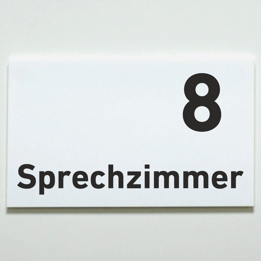 Sprechzimmer 1-9 Praxisschild Acrylglas-Folienaufkleber in 130 x 200 mm zum Kleben