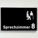 Sprechzimmer 1-9 mit Piktogramm-Praxisschild-Acrylglas-Folienaufkleber in 130 x 200 mm zum Kleben