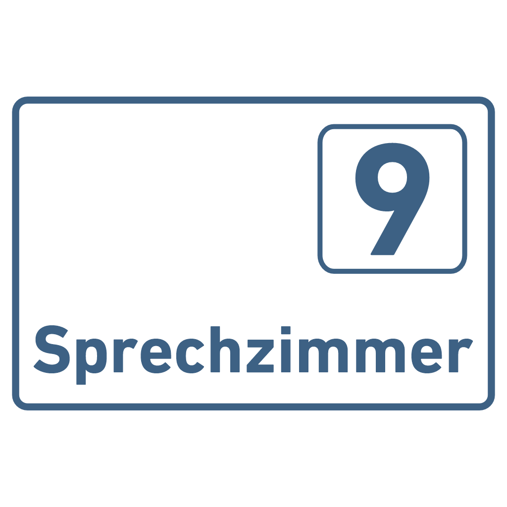 Sprechzimmer 1-9 Praxisschild Acrylglas-Folienaufkleber in 130 x 200 mm zum Kleben