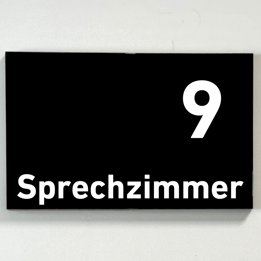 Sprechzimmer 1-9 Praxisschild Acrylglas-Folienaufkleber in 130 x 200 mm zum Kleben