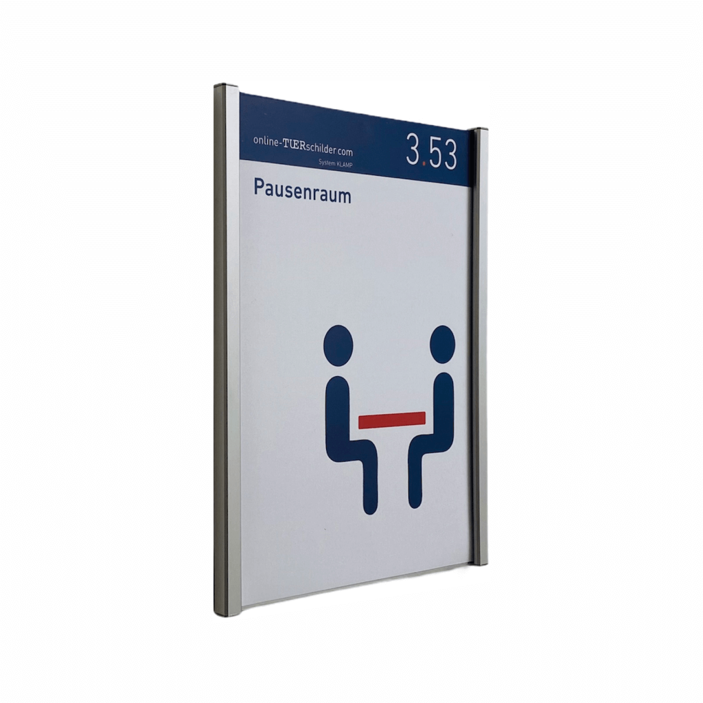 Türschild Klamp in 12 Größen flach gewölbt aus Aluminium mit Acrylabdeckung - Türschilder