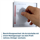 Montagesauger für Beschriftungswechsel
