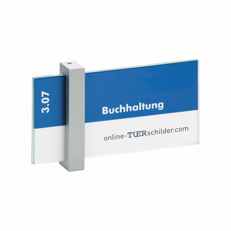 Türschild Büro Veddel in 7 Größen mit Scheiben aus ESG, Halter aus Aluminium
