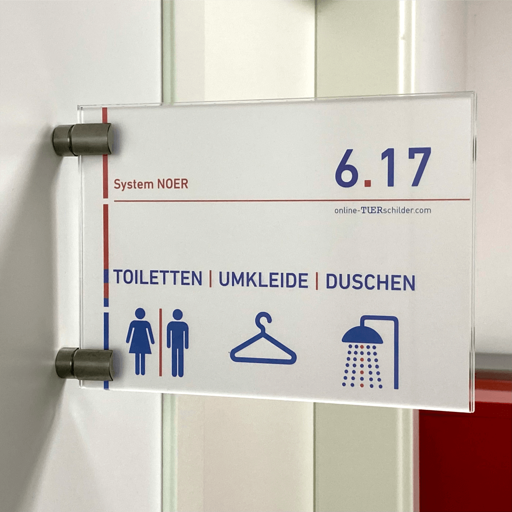 Türschilder in 5 Größen Acryl mit Klemmhalter aus Edelstahl - Türschild Noer