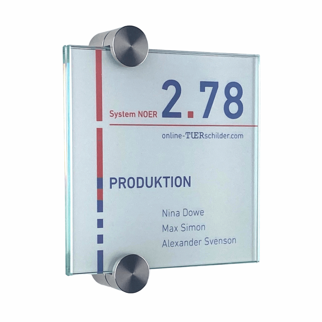 Türschilder in 5 Größen Acryl mit Klemmhalter aus Edelstahl - Türschild Noer