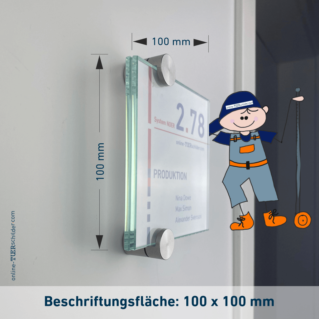 Türschilder in 5 Größen Acryl mit Klemmhalter aus Edelstahl - Türschild Noer