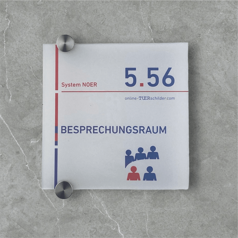 Türschilder Büro in 5 Größen aus Acrylglas mit Klemmhalter aus Edelstahl - Türschild Noer