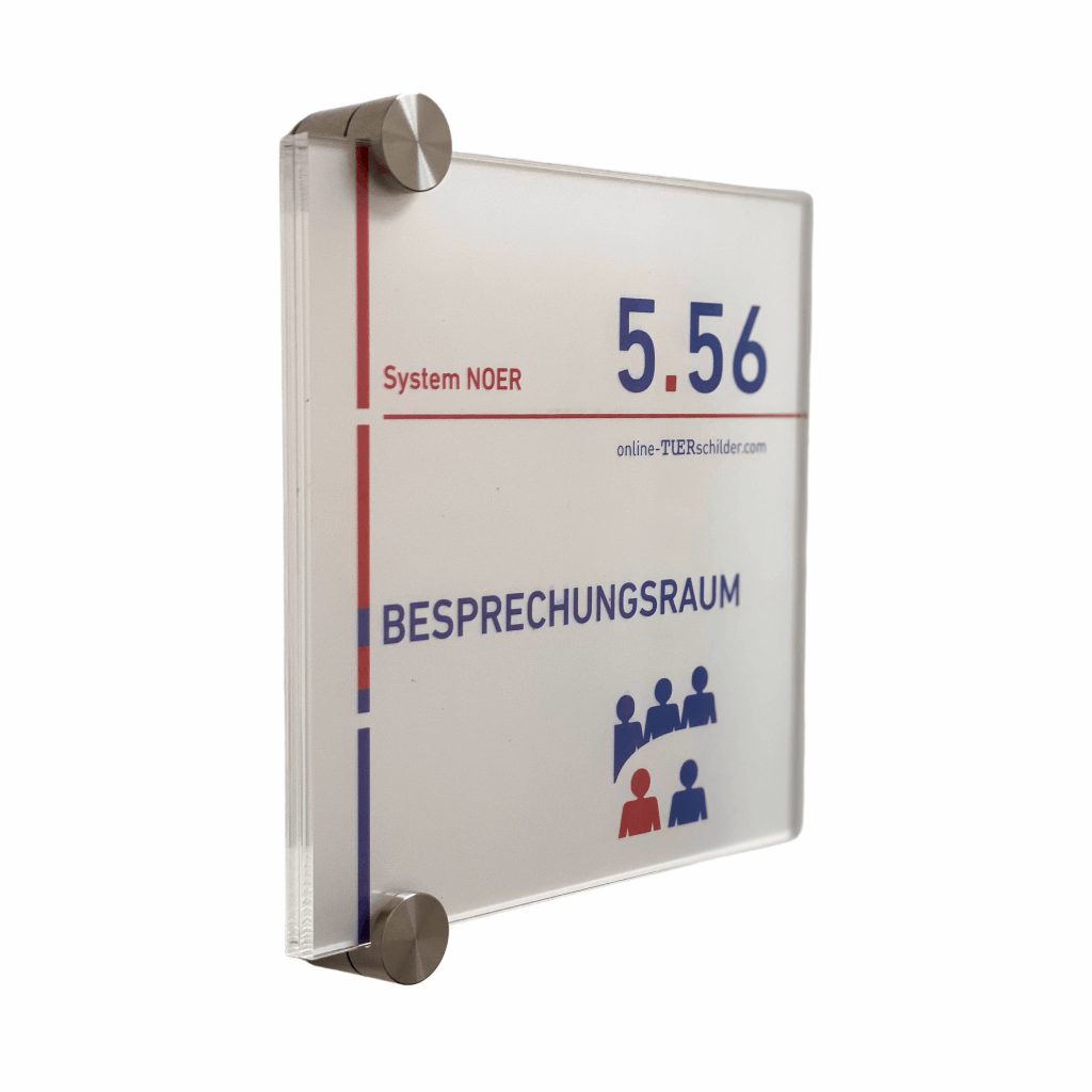 Türschilder für Büro in 5 Größen Acryl mit Klemmhalter aus Edelstahl - Türschild Noer