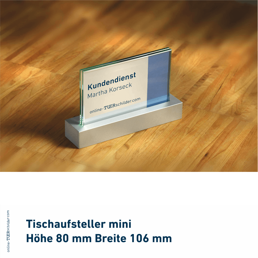 Türschilder  in 9 Größen mit ESG-Scheiben, Aluminium Klemmhalter - Türschild Vollerwiek