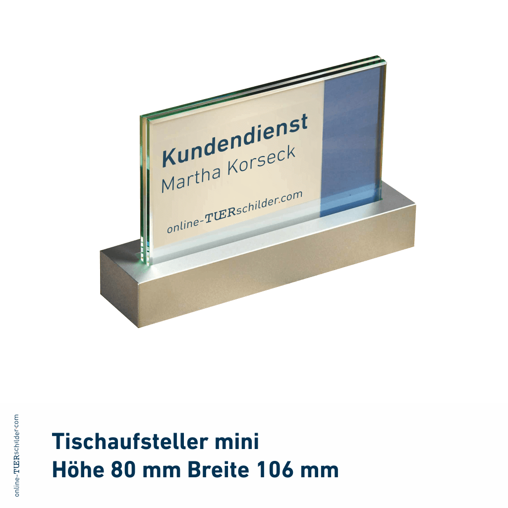 Türschilder Veddel in 7 Größen mit Scheiben aus ESG, Halter aus Alu