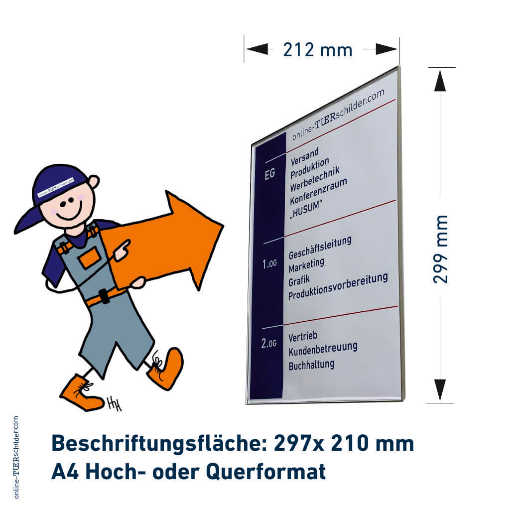 Türschilder Büro Laboe aus Acrylglas und Edelsstahlwanne (Türschild in 6 Größen verfügbar)